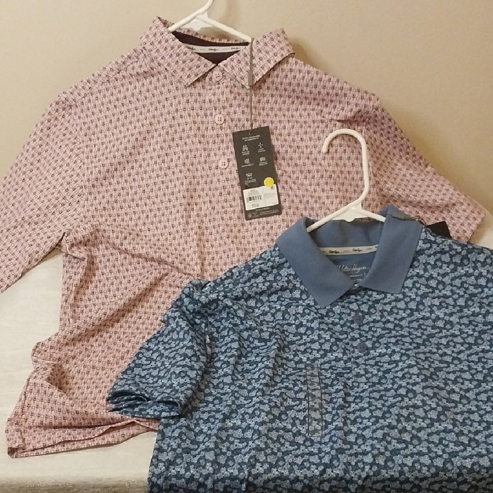 Walter Hagen Pink Patterned Polo & Walter Hagen Blue Floral Polo
